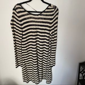 Free people long sleeve black and white striped dress
